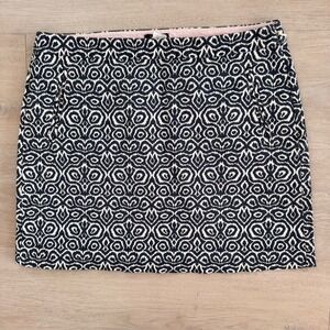 J.Crew Navy White Women's Print Skirt Size 4 Stretch Cotton